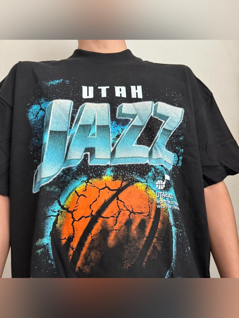 NBA Utah Jazz AOP Graphics Black Tee Shirt